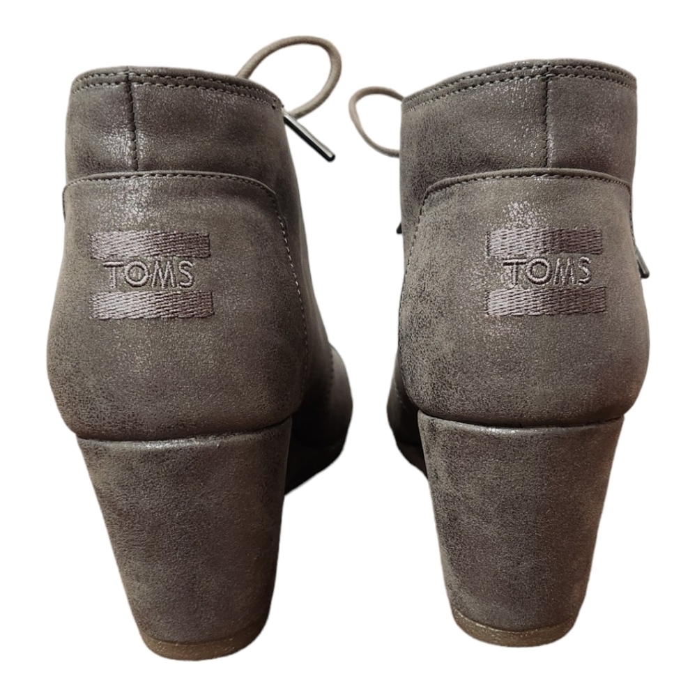 Toms Women's Desert Wedge Gray Metallic Bootie / Ankle Boot, size 11 NEW - Picture 4 of 12